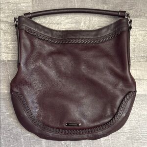 Burberry Brown Leather Hobo Bag with Braided Trim